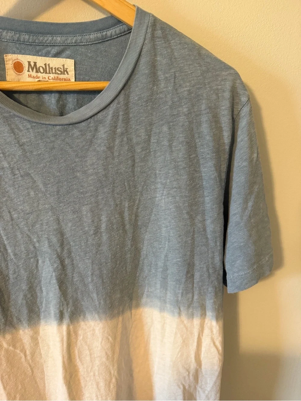 Mollusk Made in California Blue White Dip Dye T-Shirt Men's Medium